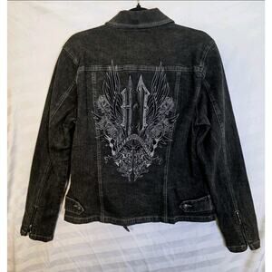 Harley-Davidson Vintage W XL Embroidered Denim Jacket 2008 Crest Zip 96406-08VW